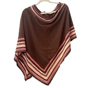 BCBG‎ Max Azria Silk & Cotton Brown & Pink Asymmetrical Poncho